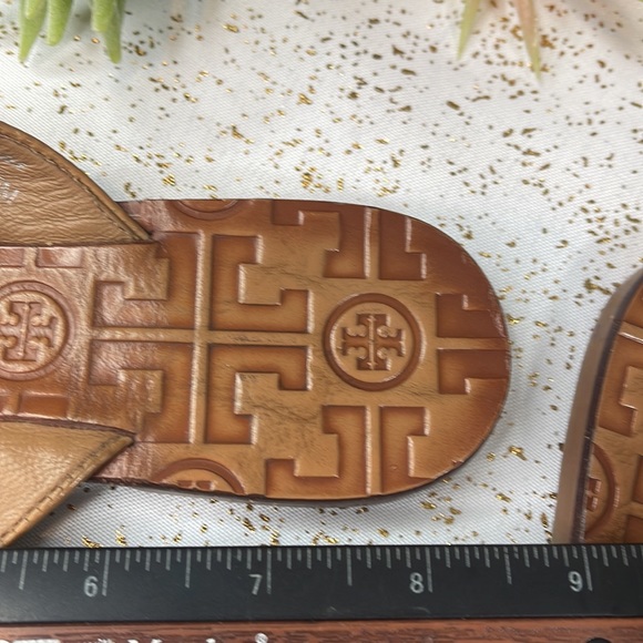 Tory Burch shoes Flip flops sandals Thora flats tan gold - Picture 13 of 14